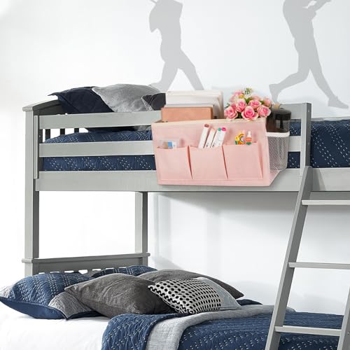 Ozzptuu Bedside Storage Caddy/Bedside Hanging Storage Bag for Headboards Bunk Beds Dorm Rooms Book Phone Magazine Holder (New Pink) - Image 3