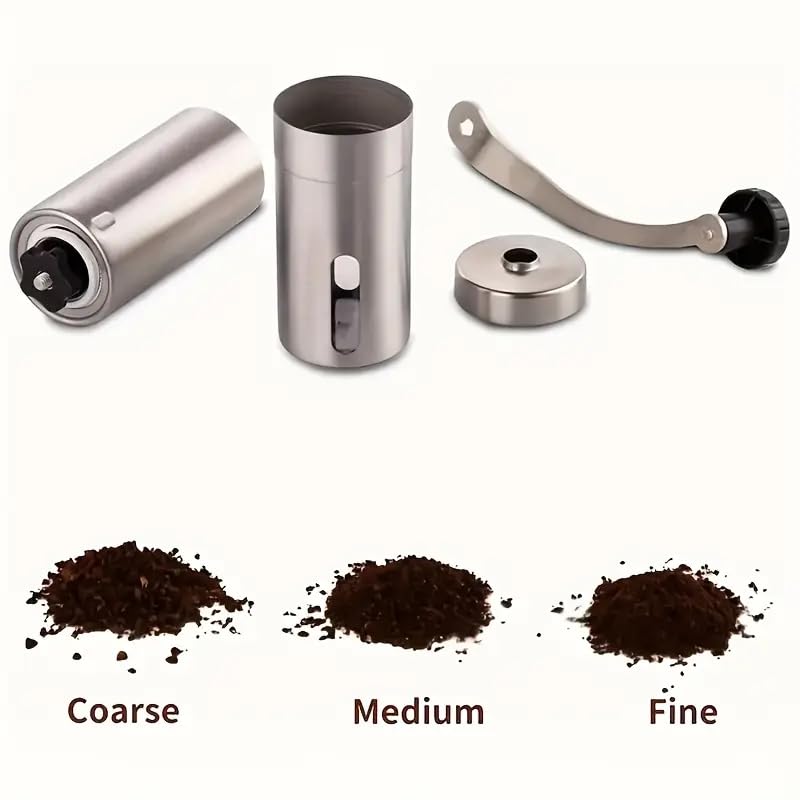LEKORED Manual Coffee Grinder with Removable Handle 18 Adjustable Settings Stainless Steel Body Tooth Handle No Power Whole Bean Drip Coffee Espresso Pack of 1 Silver - Image 5