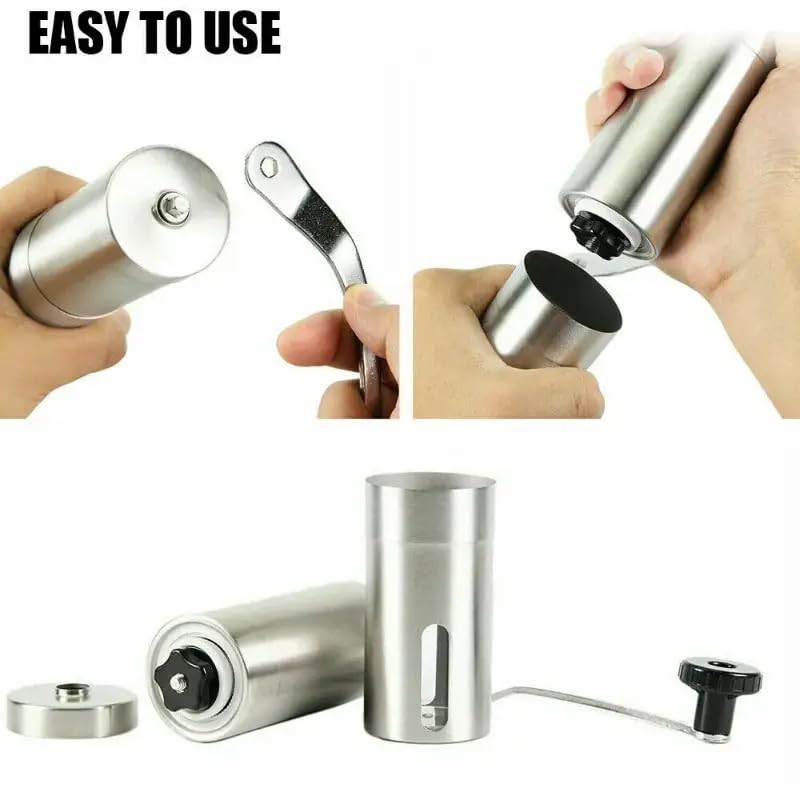 LEKORED Manual Coffee Grinder with Removable Handle 18 Adjustable Settings Stainless Steel Body Tooth Handle No Power Whole Bean Drip Coffee Espresso Pack of 1 Silver - Image 4