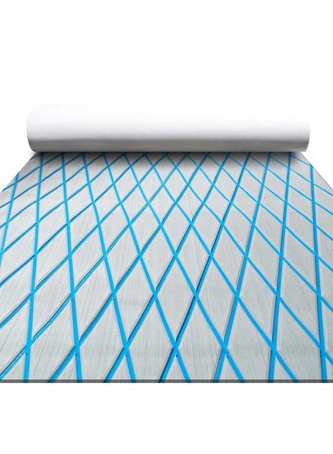 FOCEAN Boat Flooring EVA Foam Boat Decking Marine Flooring Marine Carpets for Boats Kayak Swimming Pools, 94.5"'x 15.7'', Grey with Blue Lines - Image 1