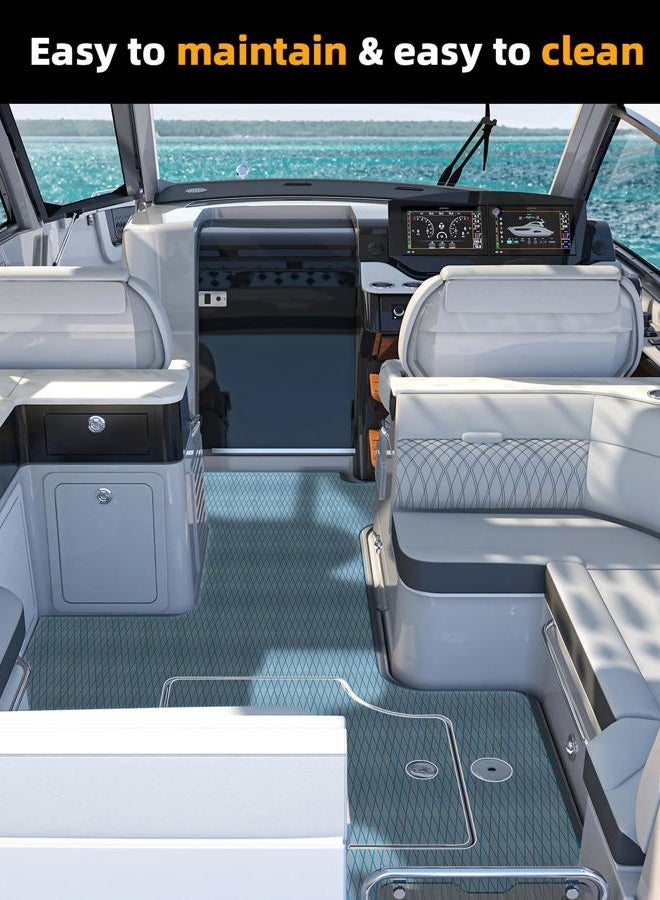 FOCEAN Boat Flooring EVA Foam Boat Decking Marine Flooring Marine Carpets for Boats Kayak Swimming Pools, 94.5"'x 15.7'', Grey with Blue Lines - Image 5