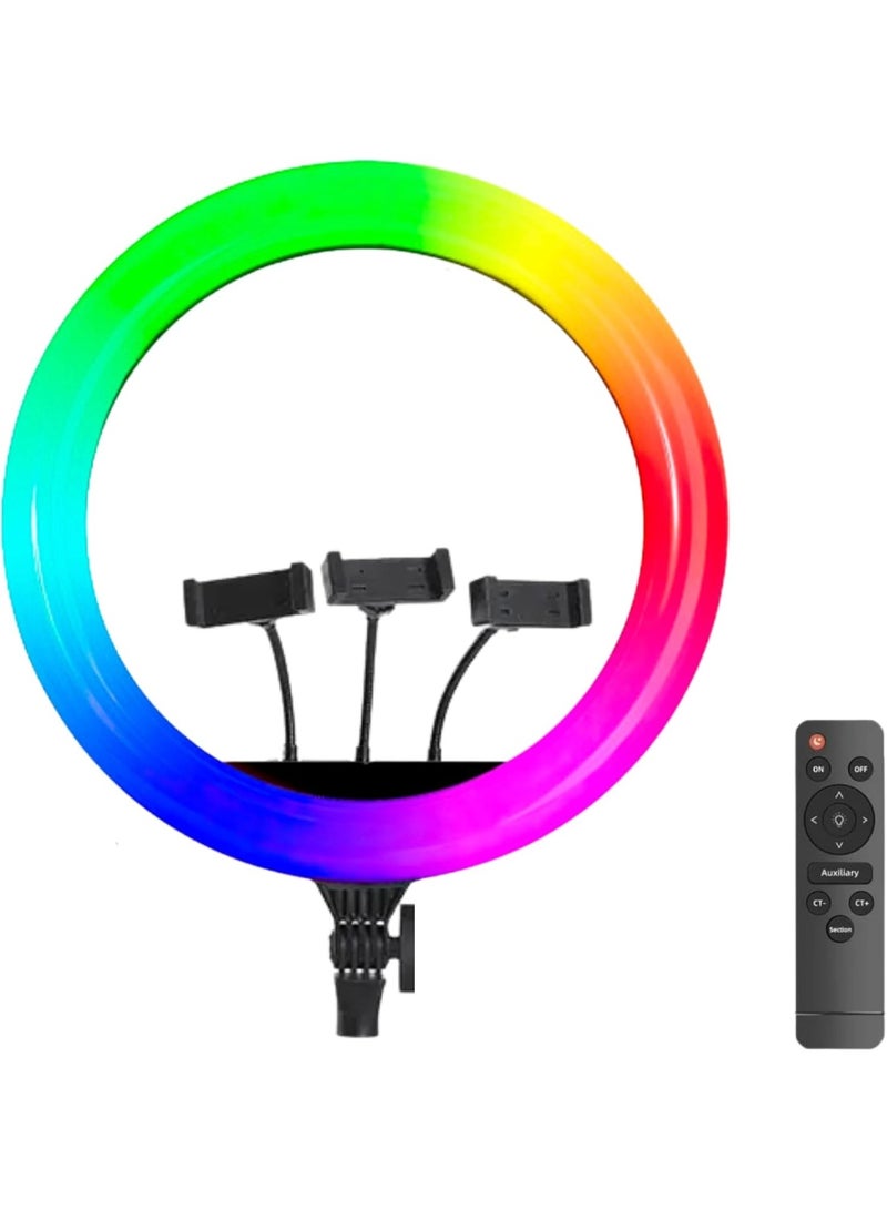 RGB LED Ring Light – Adjustable Brightness & Color Temperature, Eye-Friendly, 360° Rotation, Anti-Slip Base, Remote Control - Image 1