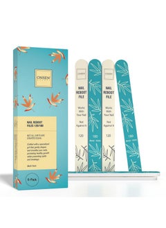 Onsen Secret Onsen Secret Japanese Nail File - Professional 6-Pack Nail Files, Double Sided Natural & Acrylic Nail Filers - 120/180 Grit - Disposable, Salon Smooth | Best Onsen Nail File for Shiny Nails  - Image 1