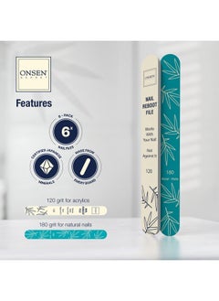 Onsen Secret Onsen Secret Japanese Nail File - Professional 6-Pack Nail Files, Double Sided Natural & Acrylic Nail Filers - 120/180 Grit - Disposable, Salon Smooth | Best Onsen Nail File for Shiny Nails  - Image 4