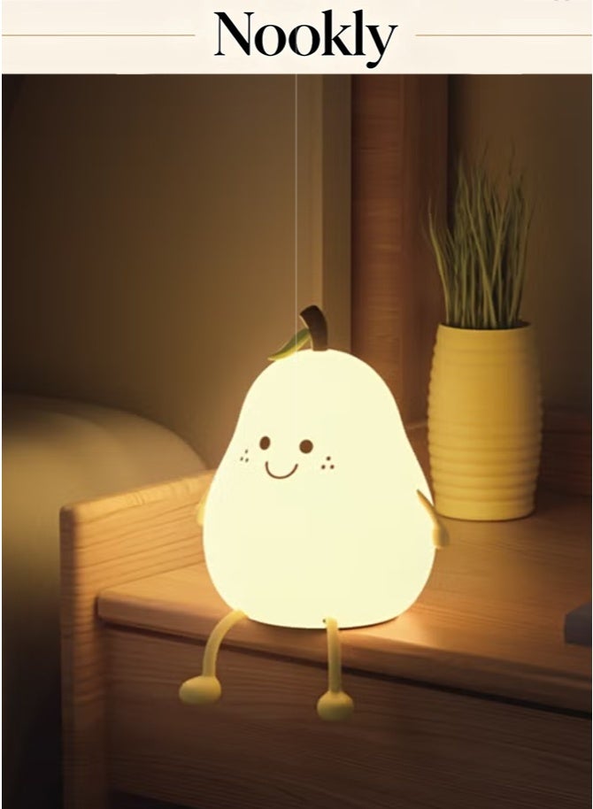 nookly Cute Pear Night Light, LED Bedroom Bedside Sleep Light with Multiple Light Colors Fun Pat Light - Image 1