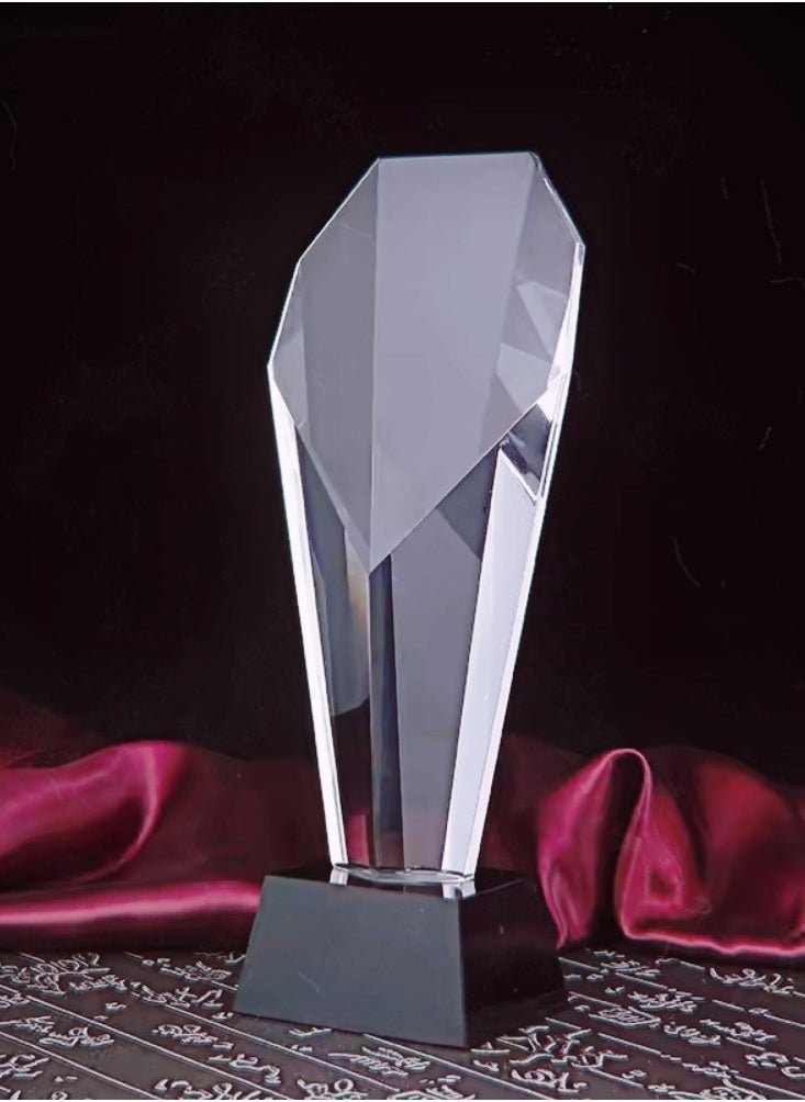 giftex - Heptagonal Shaped Crystal Trophy Award with Black Base - Image 1