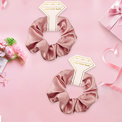 Hasoar Satin Bridesmaid Scrunchies 12 pack Proposal Gifts Elastics Hair Ties Scrunchies Bachelorette Party Favors Satin Bridesmaid Gift for Bridal Wedding Parties (Rose Gold) - Image 2