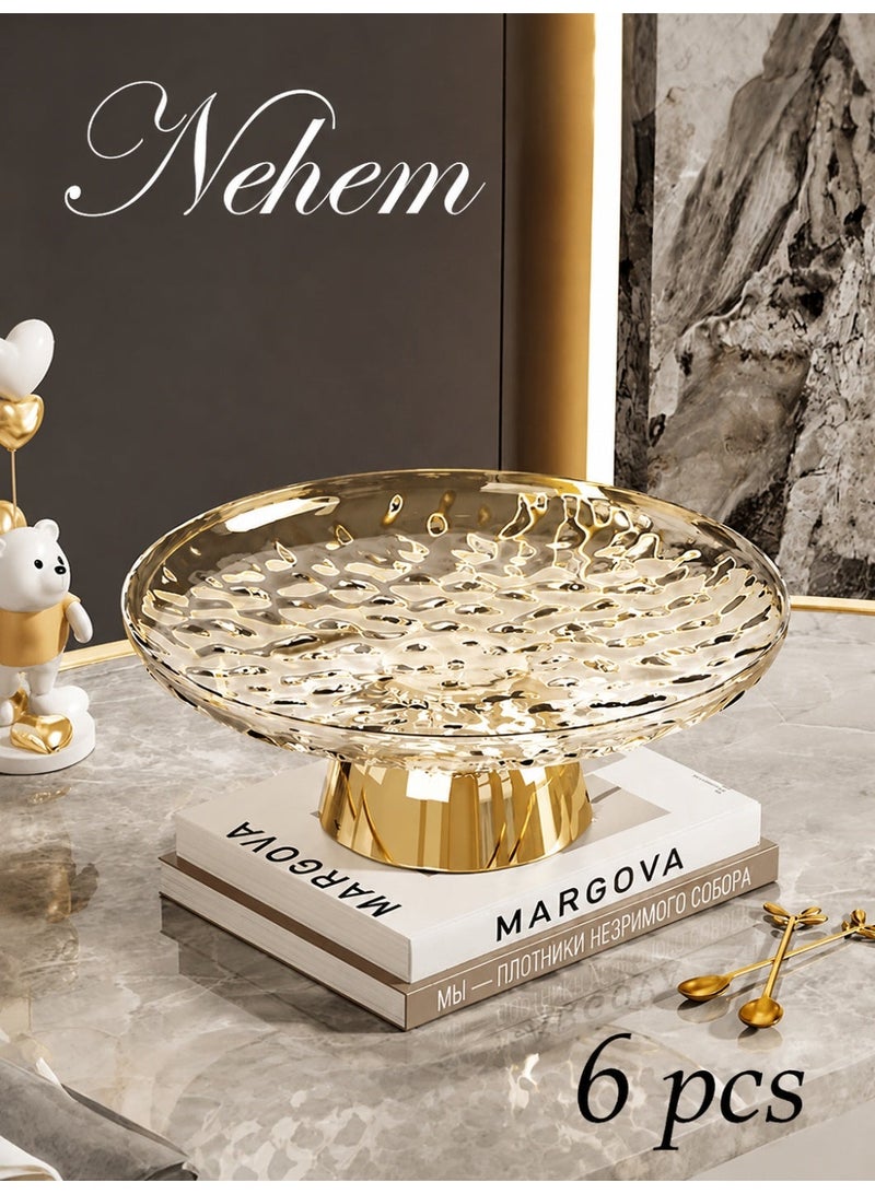 nehem 6 PCS Clear Serving Tray, Serving Plate, Elegant Polka Dot Pattern Clear Trays, Spill-Proof Tray, Decorative Serving Tray for Candy, Fruit, Nuts & Desserts - Image 3