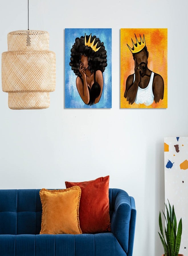 Nuberlic Date Night Sip and Paint Kit for Adults Pre Drawn Canvas to Paint for Adults Valentines Couples Painting kit Date Night Party Supplies Afro King Queen 2 Pack 8x10in - Image 4