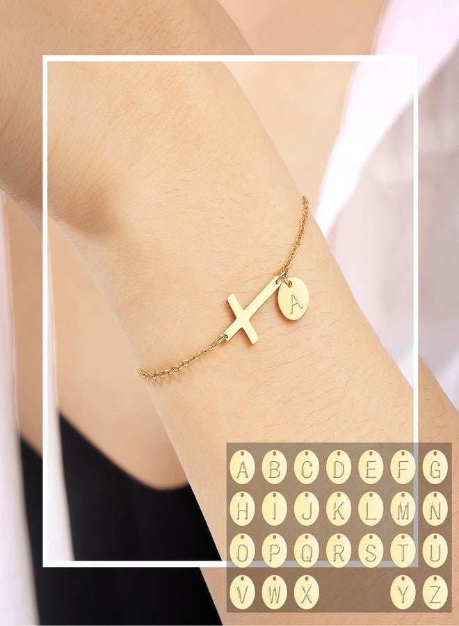 HiStock Cross Bracelet for Women Dainty Cross Bracelet with Initials Gold Link Chain Bracelets Christian Gifts for Women Teens Easter Baptism Religious Jewelry, 6.8, Metal, no gemstone - Image 3
