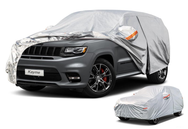 Kayme 6 Layers SUV Car Cover Waterproof All Weather for Automobiles, Outdoor Full Size Cover Rain Sun UV Protection with Zipper Cotton, Universal Fit for SUV Jeep (191-200 inch) - Image 1