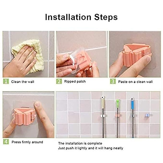Sakshi Enterprises Sakshi Enterprises Plastic Mop And Broom Holder Wall MountedMagic Sticker Series Self Adhesive Broom Organizer Multipurpose Tools Storage Hanging Clip For KitchenBathroom PACK OF 15 - Image 4