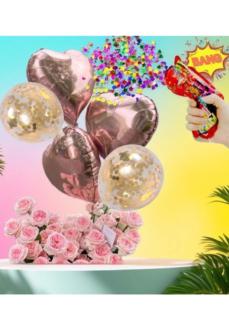 Rose Gold Aluminum Heart Balloons party sets - Image 1