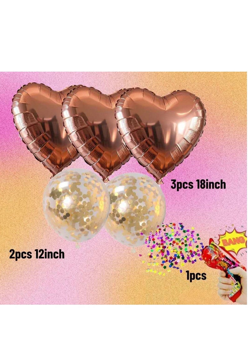 Rose Gold Aluminum Heart Balloons party sets - Image 2