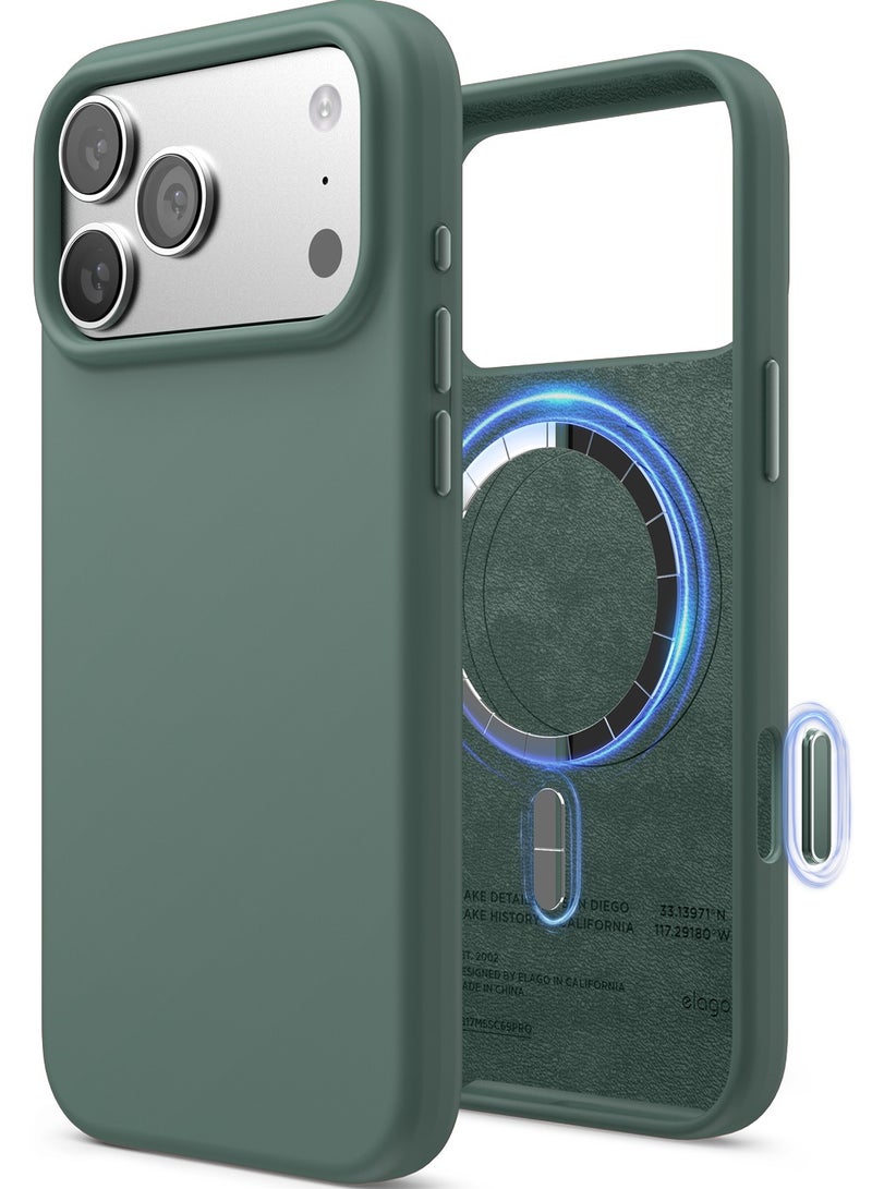 Elago Magnetic Liquid Silicone for iPhone 17 Pro MAX case cover [Camera Control Button Cover] compatible with MagSafe Shockproof - Midnight Green - Image 1