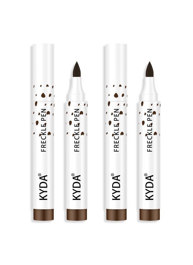 KYDA 2 Pcs Freckle Makeup Pen, Natural Lifelike Freckle Makeup Pen Magic Freckle Color, Waterproof Longlasting Soft Dot Sopt Pen, for Natural Effortless Sunkissed Makeup-Dark Brown  - Image 1