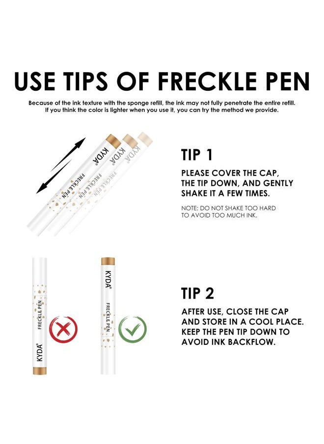KYDA 2 Pcs Freckle Makeup Pen, Natural Lifelike Freckle Makeup Pen Magic Freckle Color, Waterproof Longlasting Soft Dot Sopt Pen, for Natural Effortless Sunkissed Makeup-Dark Brown  - Image 2