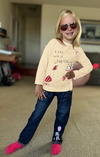 LUKYCILD Toddler Girl Clothes Baby Girl Long Sleeve Top + Jeans Pants with Pockets 2 Piece Outfit Cartoon Clothing Set - Image 4