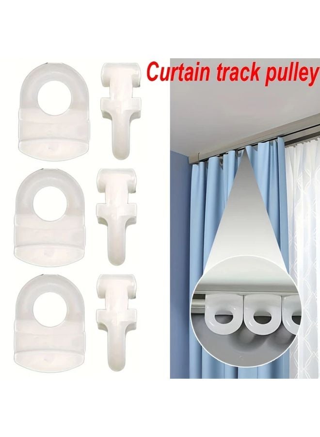 50 قطعة بكرات مسار ستارة بلاستيكية بيضاء سهلة التركيب تدحرج بسلاسة متينة - Image 2