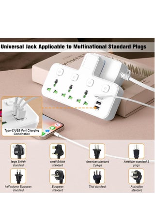 Multi Plug Extension Socket Adapter with Night Light, Universal Extension Power Adapter With 2 USB-A & 1 USB-C(Fast Charger Ports),Extender Wall Charge Socket 3 Way Adaptor - view 3