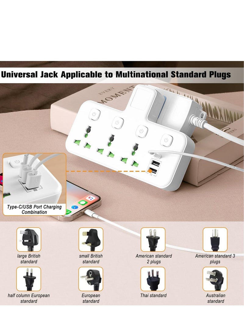 Necomi - Multi Plug Extension Socket Adapter with Night Light, Universal Extension Power Adapter With 2 USB-A & 1 USB-C(Fast Charger Ports),Extender Wall Charge Socket 3 Way Adaptor - Image 1