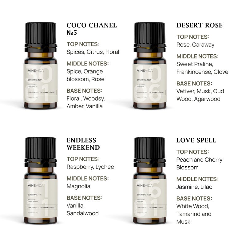 VINEVIDA [Set of 8] Feminine Scents for Candle Making, Made in USA Candle Fragrance Oil, Soap Making Essential Oils, Diffuser Oil Scents - Image 3