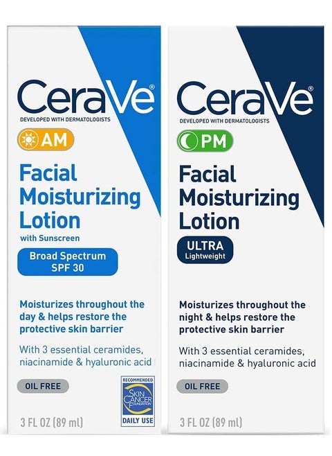 Cerave AM And PM Facial Moisturizing Lotion 3 Fl Oz Pack of 2