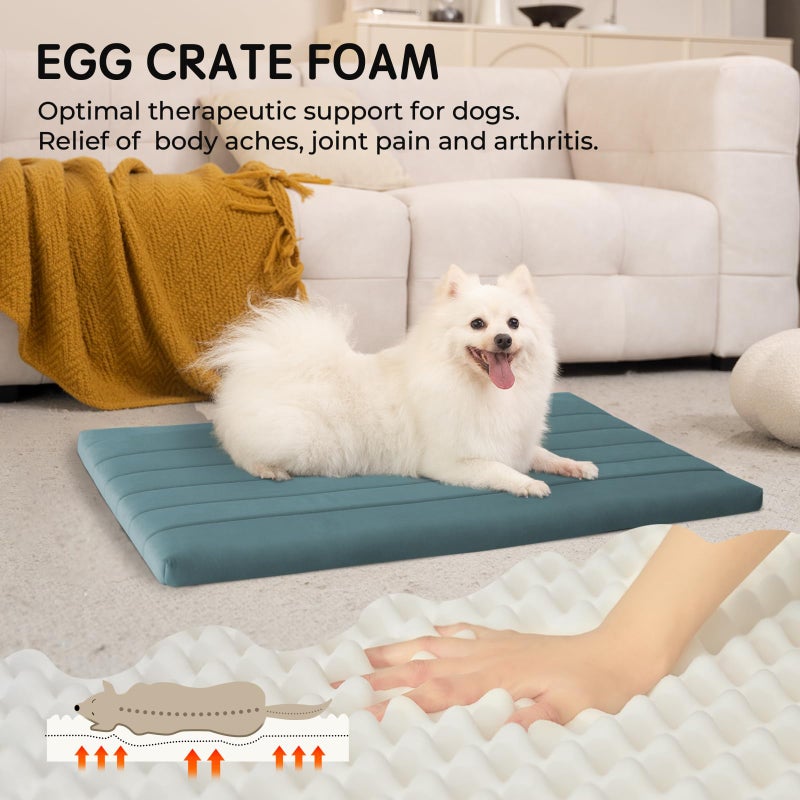 BALANCE Dog Crate Bed, Orthopedic Dog Bed Pad with Waterproof Liner, Washable Crate Foam Pet Mat for Large, Medium, Puppy Dogs Breeds, Powder Blue, 36"x23"x1.6" - Image 2