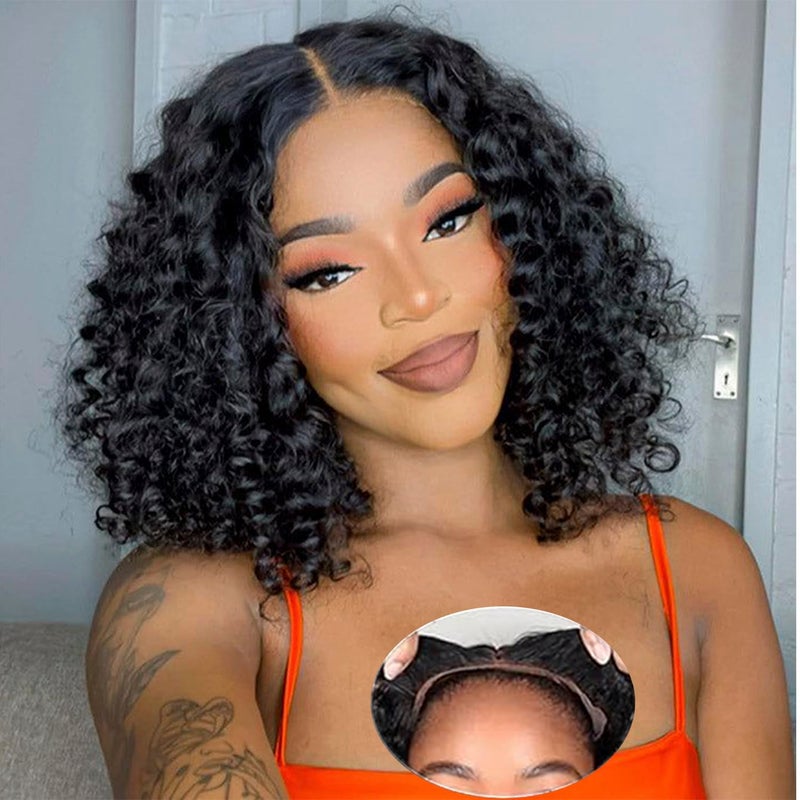 SODLIS Wear and Go Glueless Bob Wig Human Hair Pre Plucked Pre Cut 13x4 Deep Curly Lace Front Wigs Human Hair For Black Women No Glue Upgraded Glueless Short Curly Bob Human Hair Wig 150% Density (12 Inch) - Image 1