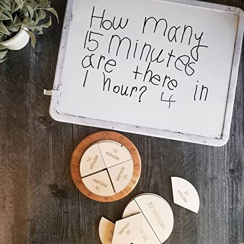 MERRYHEART Wooden Time Fraction Learning Clock Cognitive Education Puzzle Toys for Children Learning to Tell Time Set Up for an Hour Wood - Image 5