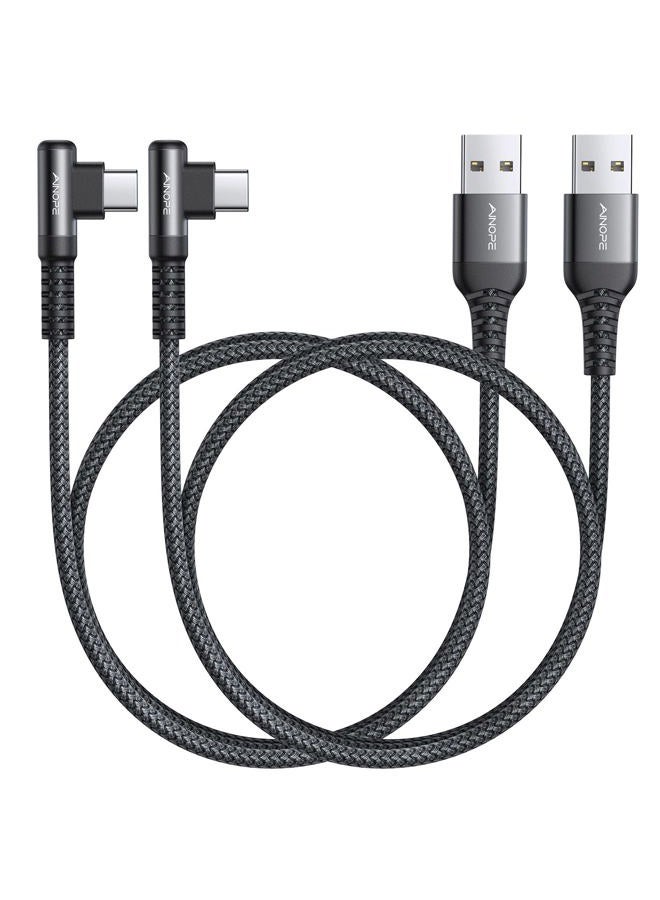 Ainope حزمة 2 كابل نوع C بطول 1.6 قدم، شاحن نوع C سريع الشحن 3.1A، كابل USB إلى USB C مضفر من النايلون بزاوية صحيحة متوافق مع Galaxy S22 S21 S10، Note 10 9 A51 LG G8 G7 - Image 1