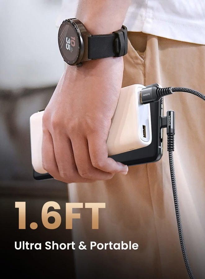 Ainope حزمة 2 كابل نوع C بطول 1.6 قدم، شاحن نوع C سريع الشحن 3.1A، كابل USB إلى USB C مضفر من النايلون بزاوية صحيحة متوافق مع Galaxy S22 S21 S10، Note 10 9 A51 LG G8 G7 - Image 2