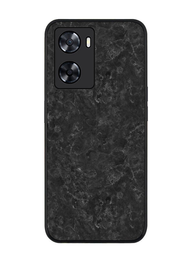 Stylizedd Rugged Black edge case for Oppo A57 4G/Oppo A77 4G/Oppo A77s Slim fit Soft Case Flexible Rubber Edges Anti Drop TPU Gel Thin Cover - Marble Texture Black - Image 1