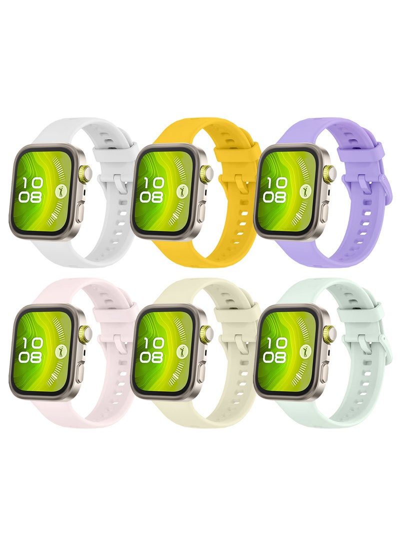 CATANES 6Packs Wristband for Watch Fit 3/Fit 4/Fit 4 Pro Bands, Silicone Bracelet Quick Release Arm Band, Replacement Smartwatch Band Quick Release Sport Straps - 6 Colours - Image 3