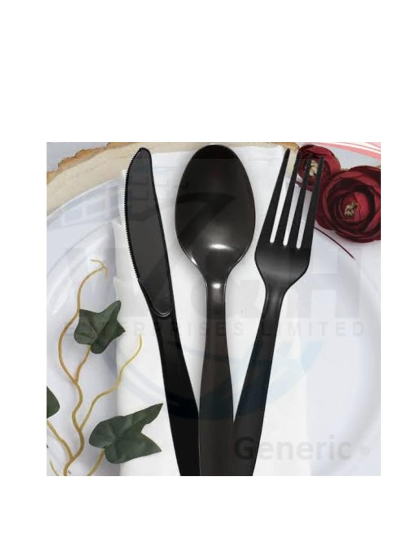 Set of individually wrapped plastic disposable spoons, knives, forks and napkins - Image 2