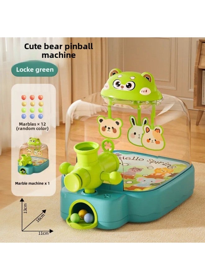 2025 Electric Pinball Machine Shooting Game Machine Beading Concentration Parent-child Children's Toys Boys And Girls-Color:Hand-eye Coordination | Puzzle And Fun | Abs Material-Specification:Rock Green丨cute Bear Pinball Machine [12 Marbles + Exquisite Pinball Machine] - Image 1