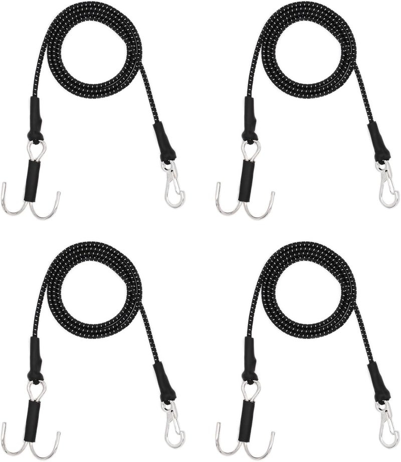 AMK 4Pcs 28in 110 Scale Elastic RC Crawler Tow Ropes with Hook Kinetic Winch Straps for Axial SCX10 Accessries TRX6 TRX4 Upgrades Gen7 Gen8 Tamiya D90 TF3 RC Car Boat Black