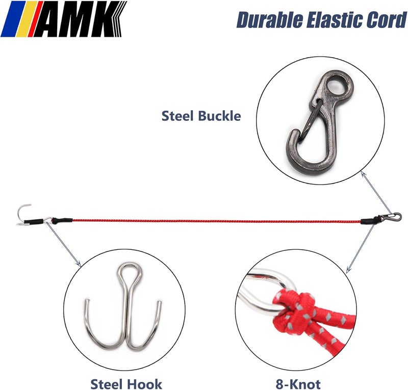 AMK 4Pcs 28in 110 Scale Elastic RC Crawler Tow Ropes with Hook Kinetic Winch Straps for Axial SCX10 Accessries TRX6 TRX4 Upgrades Gen7 Gen8 Tamiya D90 TF3 RC Car Boat Black