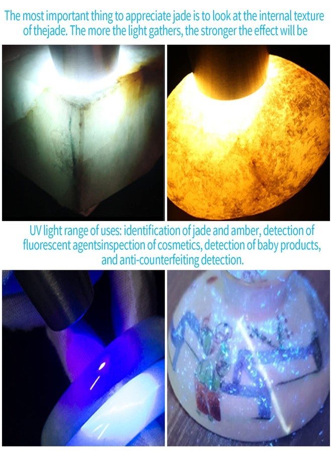YZYOE USB Rechargeable Six LEDs Expert Jade Appraisal Flashlight,395NM Black Light UV Flashlights， 365NM UV Lamp，red Light，Jewelry Appraisal Gemstones Diamond. - Image 2