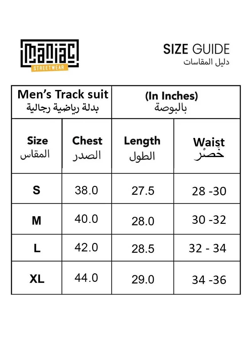 Maniac  Maniac Mens Madness Printed High Neck Half Sleeve Biscuit Cotton Tracksuit for Men | Best Price UAE