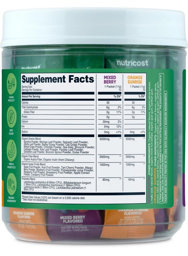 Nutricost Organic Super Greens (Variety Pack) 20 Stickpacks - Gluten-Free, GMO-Free - Image 5