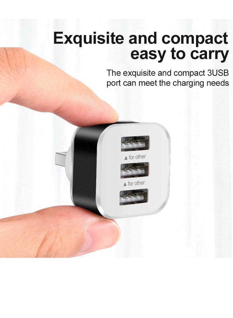 AROAQ 3 Port USB Extender, USB 2.0 Quick Charging USB Hub, Lightweight And Portable USB Splitter Adapter Convertor, Safe And Efficient Multiple Interface Car USB Expander, (Black) - Image 2