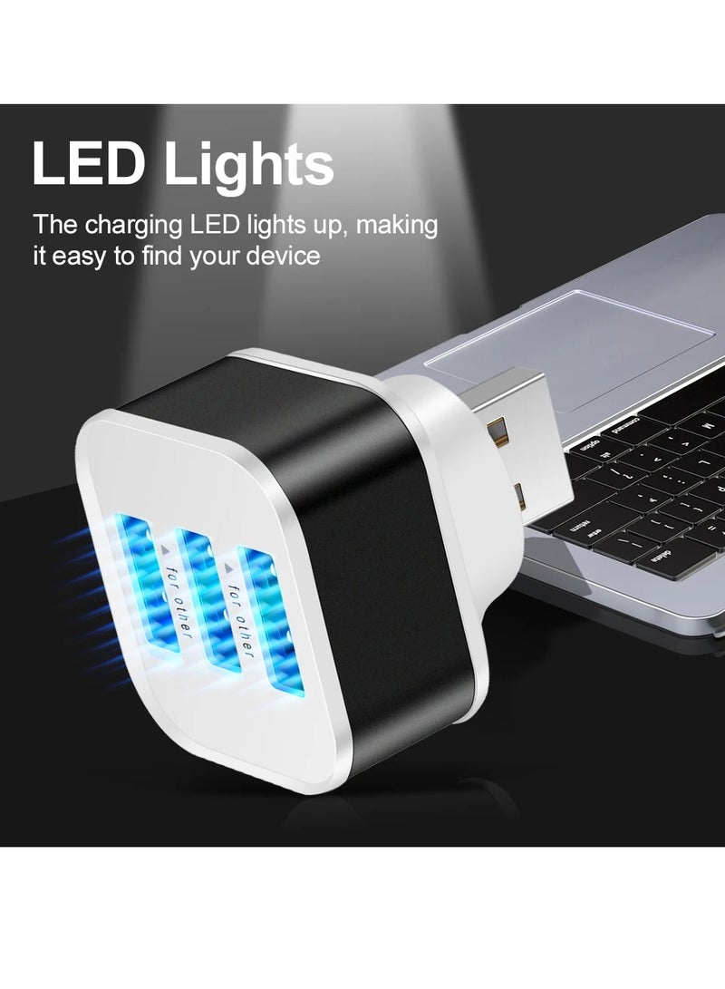 AROAQ 3 Port USB Extender, USB 2.0 Quick Charging USB Hub, Lightweight And Portable USB Splitter Adapter Convertor, Safe And Efficient Multiple Interface Car USB Expander, (Black) - Image 3