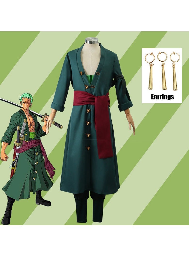 One Piece Roronoa Zoro Cosplay Costume Anime Kimono Robe Cloak Uniform Halloween Costume for Mens - Image 2