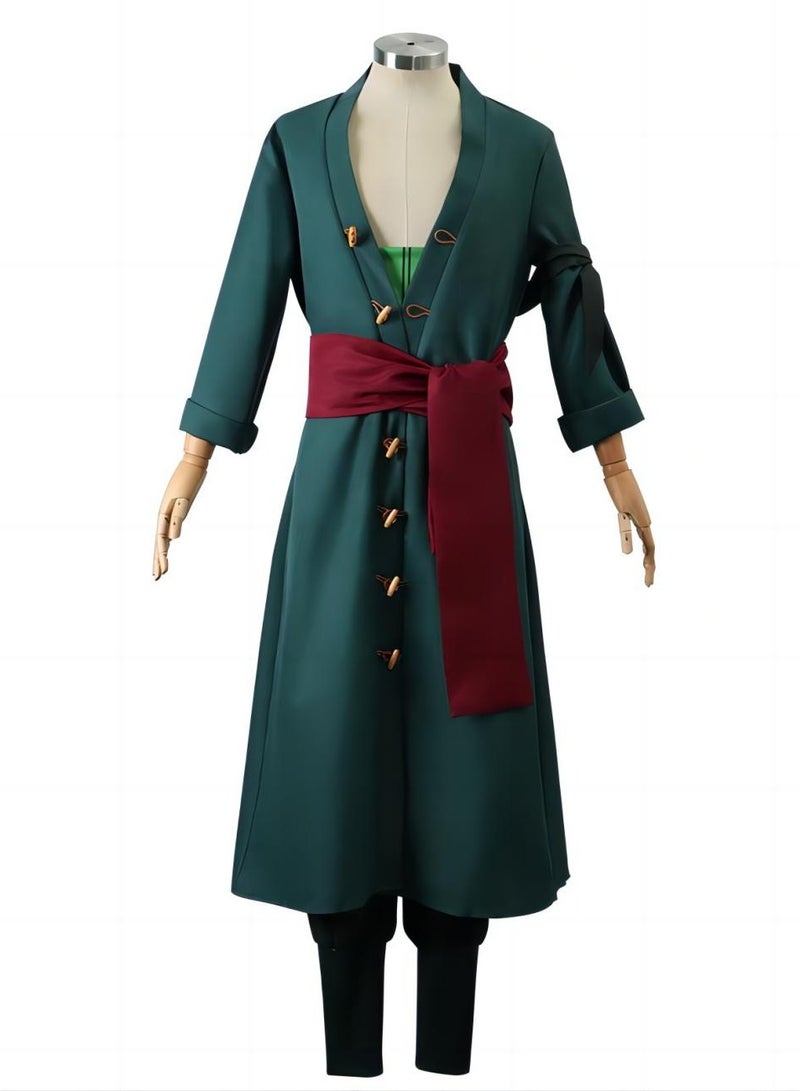 One Piece Roronoa Zoro Cosplay Costume Anime Kimono Robe Cloak Uniform Halloween Costume for Mens - Image 1