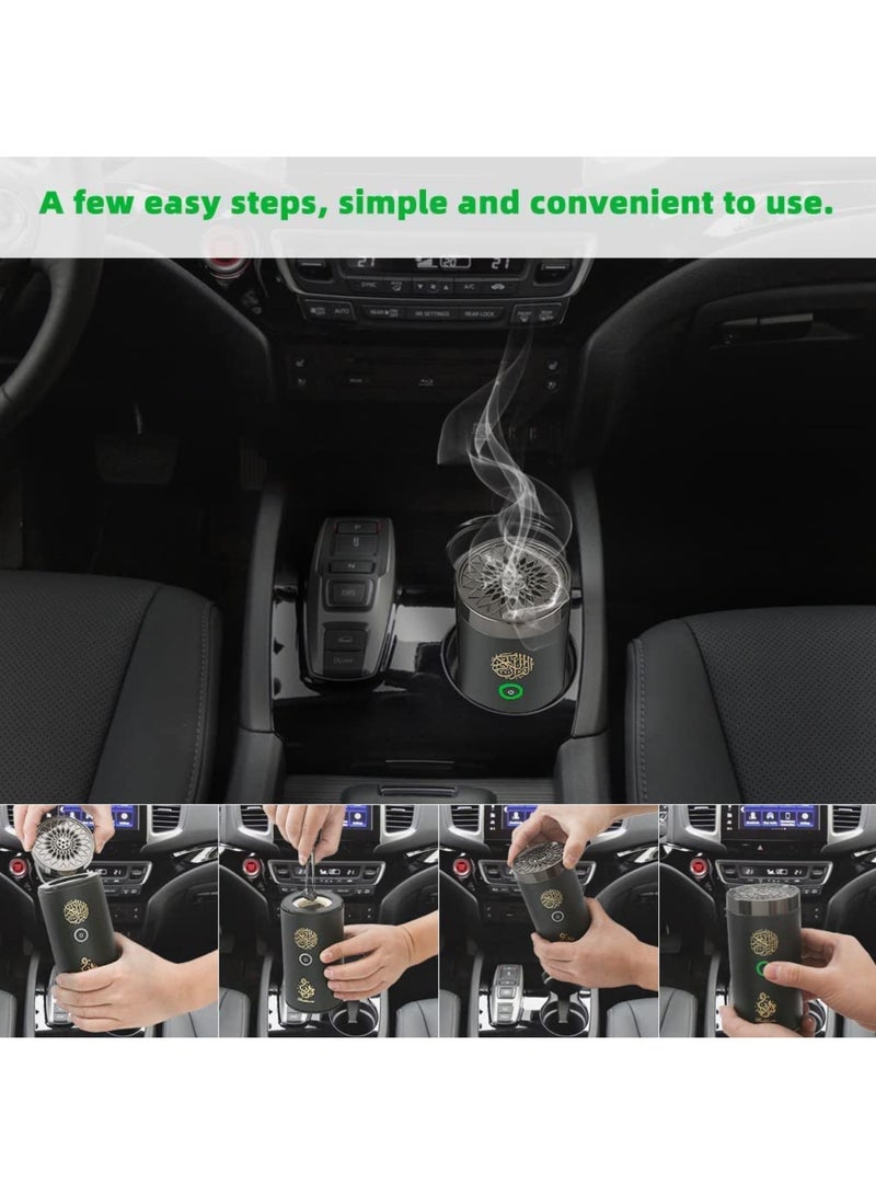 Bakhoor Car Bakhoor With Quran Speaker, Portable Arabian Electronic Aromatherapy Incense Burner, Quran Speaker Rechargeable USB-C Aromatherapy Machine Aroma Diffuser Remote And App Control Mini Bakhoor Burner SQ-600 - Image 3