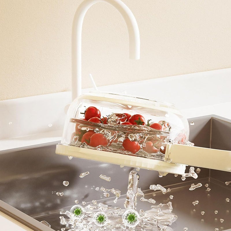 SEMNOX CREATION Multi-Function Drain Basket - Fruit and Veggie Washing Bowl with Collapsible Handle - Kitchen Sink for Rinsing Straining Storage Fruit - Image 3