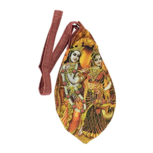 MAYAPURI Original Cotton Radha Krishna Digital Printed Beads Bag/Chanting Bag/Japa Mala Bag/Jholi/Thole with Zip Pocket and Sakshi Mala Counter (Pack of 1) - Image 2