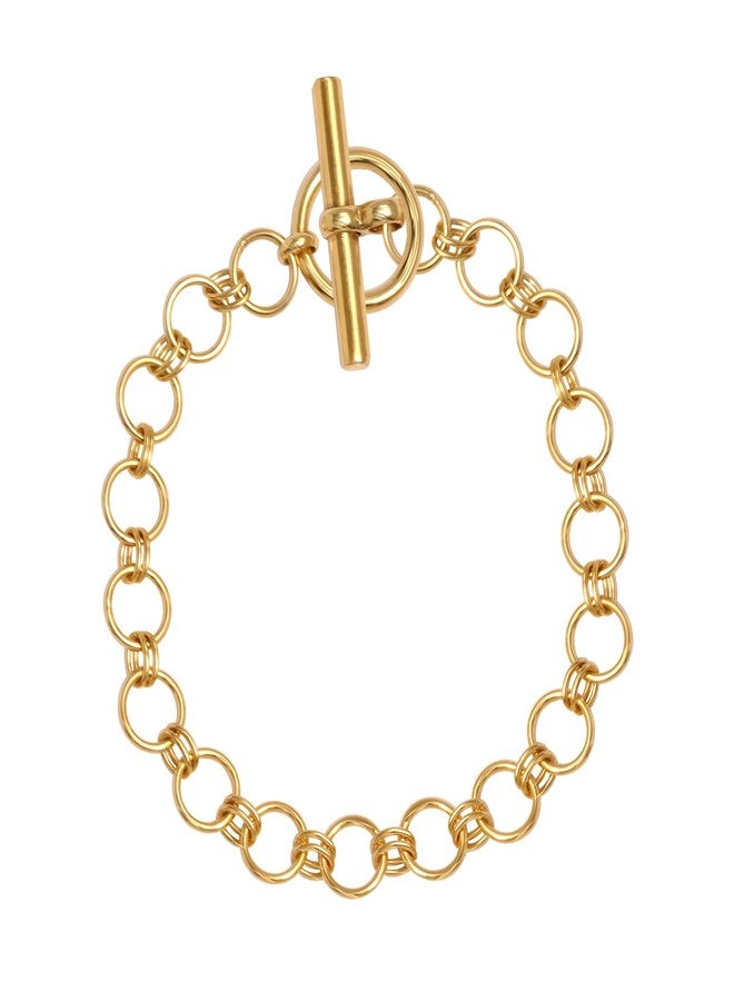 LeCalla أساور ليكالا من الفضة الإسترلينية 925 للنساء | سوار متشابك مطلي بالذهب عيار 14 قيراط مع شريط T | سوار حلقة بيضاوية مع مشبك تبديل للنساء بطول 7.5 بوصات - Image 5