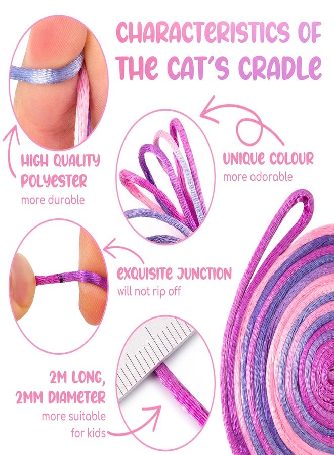 Cikyner Cat’s Cradle String, 8 Pcs Finger String Game 2m Long 2mm Diameter Cats Cradle with Instructions Polyester Purple String Toy Supplies Ideal for Gifts for Girls and Boys on Birthday Easter - Image 2